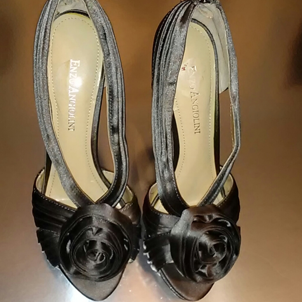 Dark Grey Glitter ENZO ANGIOLINI Heels Size 6 - Picture 2 of 8